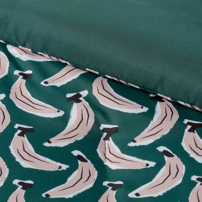 Microfiber Reversible Banana Print Comforter Dark Green - Room Essentials™ 7 Microfiber Reversible Banana Print Comforter Dark Green - Room Essentials™ - Image 5