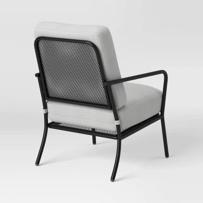 2pc Metal Mesh Outdoor Patio Chairs With Double Cushions, Club Chairs Black - Room Essentials™ 6 2pc Metal Mesh Outdoor Patio Chairs With Double Cushions, Club Chairs Black - Room Essentials™ - Image 4