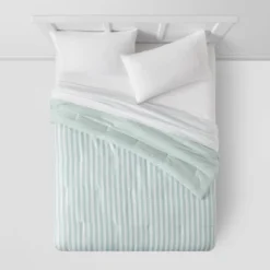 Microfiber Reversible Stripe Comforter Mint Green - Room Essentials™ -Optimal Household Items GUEST 42587d4b b541 47ee b41f 96f9590cdb79