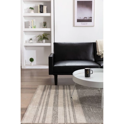 Faux Leather Futon Sofa With Arms Black - Room Essentials™ 4 Faux Leather Futon Sofa With Arms Black - Room Essentials™ - Image 2