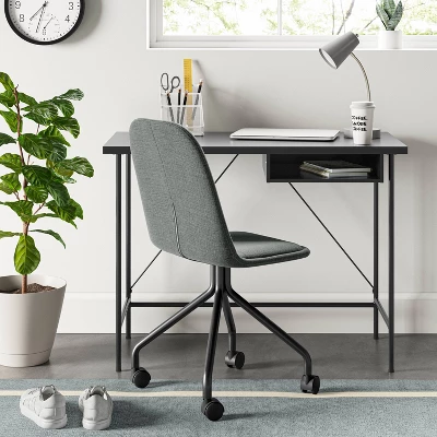 Wood And Metal Writing Desk With Storage - Room Essentials™ 3 Wood And Metal Writing Desk With Storage - Room Essentials™