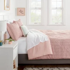 New Products 5 Strawberry Print Reversible Microfiber Comforter & Sheet Set Light Pink - Room Essentials™