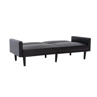 Faux Leather Futon Sofa With Arms Black - Room Essentials™ 7 Faux Leather Futon Sofa With Arms Black - Room Essentials™ - Image 5
