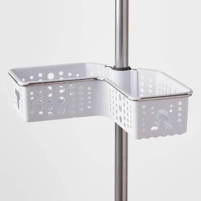 Steel Corner L Shaped Tension Pole Caddy Chrome - Room Essentials™ 4 Steel Corner L Shaped Tension Pole Caddy Chrome - Room Essentials™ - Image 2