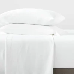 New Products 1 Full Garment Washed Microfiber Solid Sheet Set White - Room Essentials™