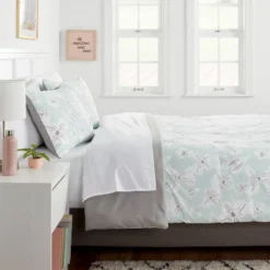 New Products 13 Floral Print Microfiber Reversible Comforter & Sheet Set Mint Green - Room Essentials™